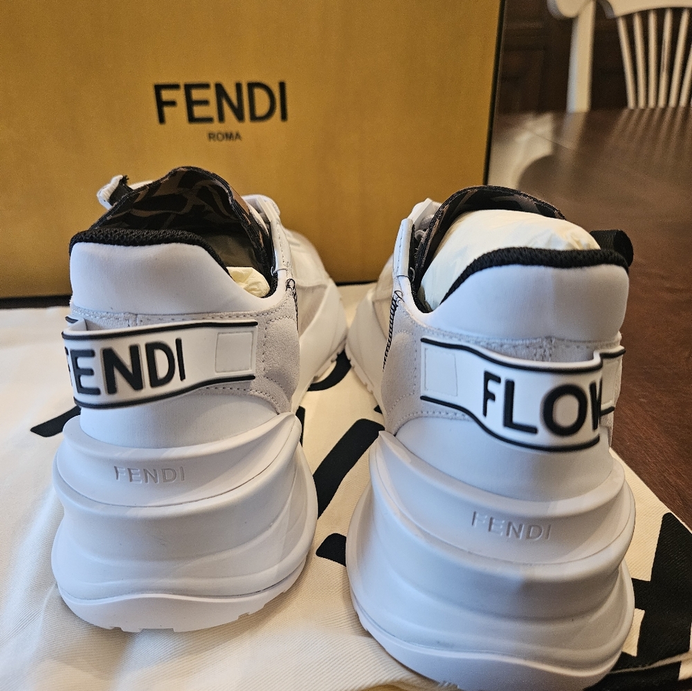 Fendi Flow Cream nylon and suede low-tops - Size 39 - Picture 6 of 10